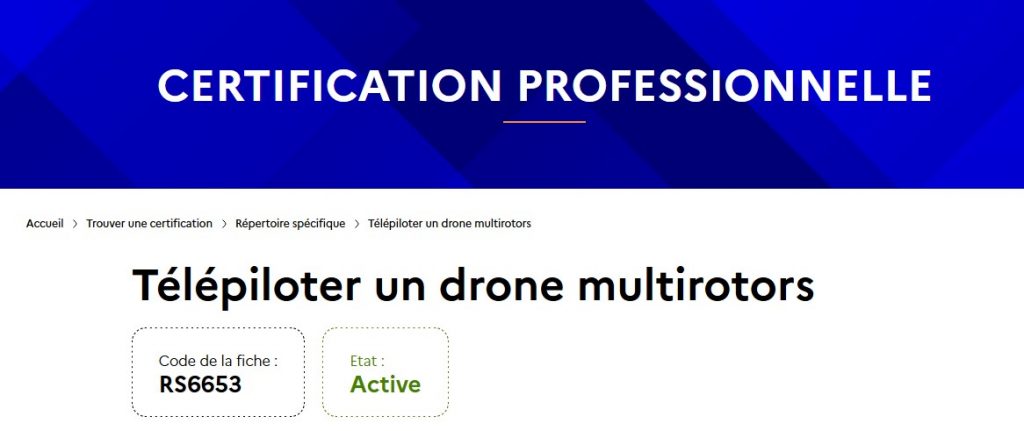 Certification Professionnelle Code RS6653
